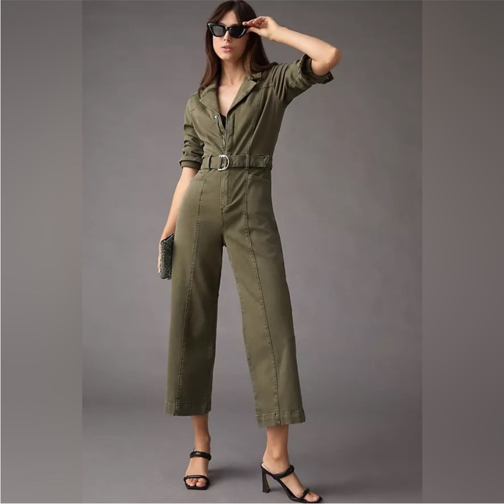 Paige Jumpsuit Anessa Self Tie Long Sleeve in Vintage Brushed Olive Green